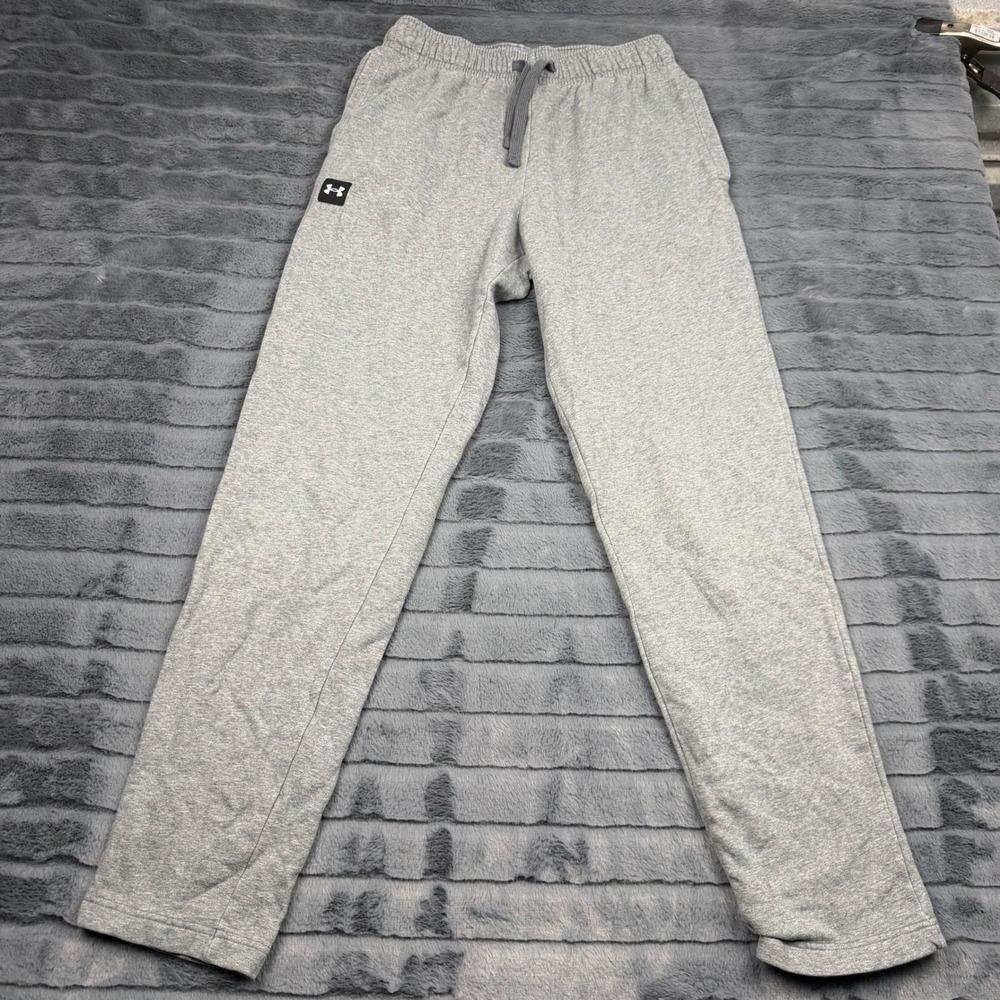 Under Armour Mens Rival Fleece Sweatpants Heather Grey Loose Fit Medium 1357128